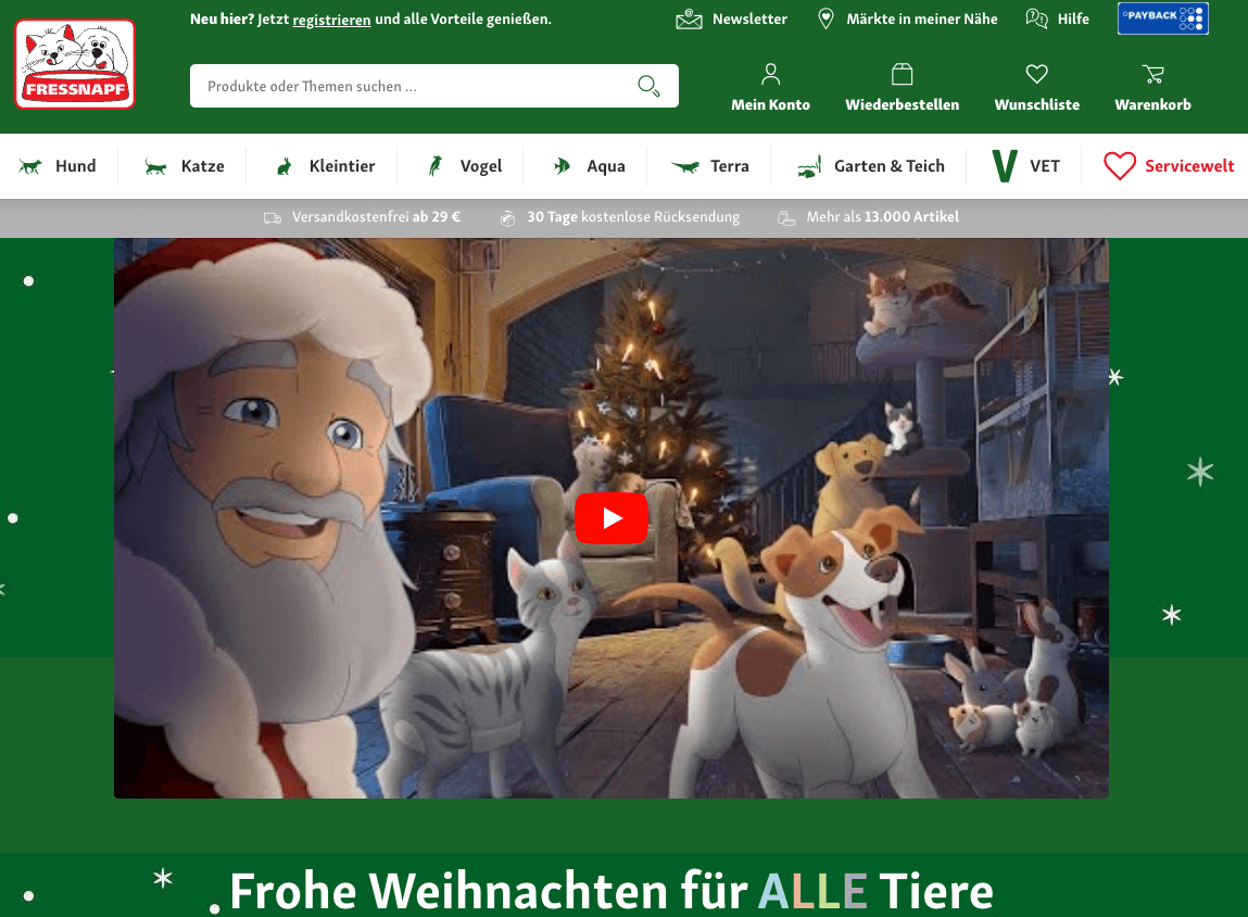 Frohe Weihnachten bei Fressnapf