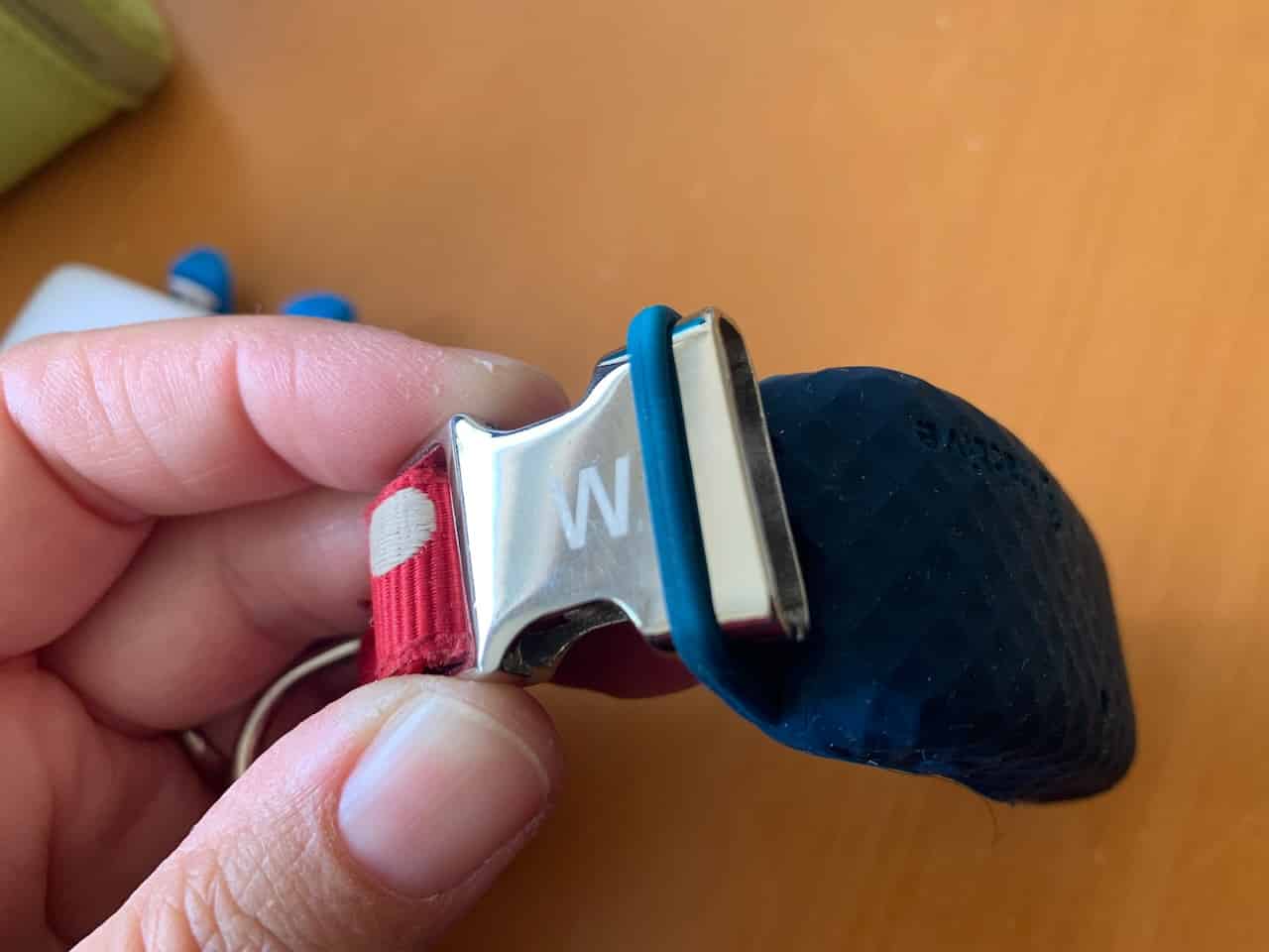 Die Gummihülle kann einfach über ein Halsband gezogen werden.