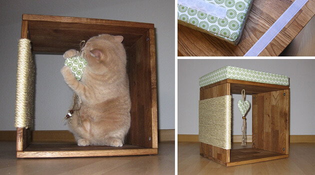 Die letzen Schritte für die Bauanleitung eines eigenen Katzen-Kratzwuerfel