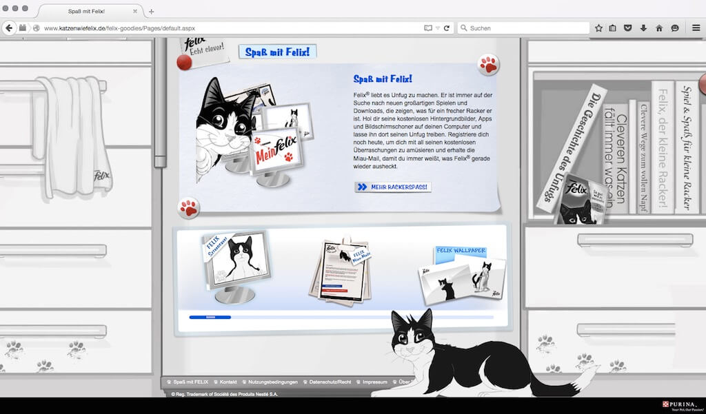 Screenshot der Webseite von "Katzen wie Felix"